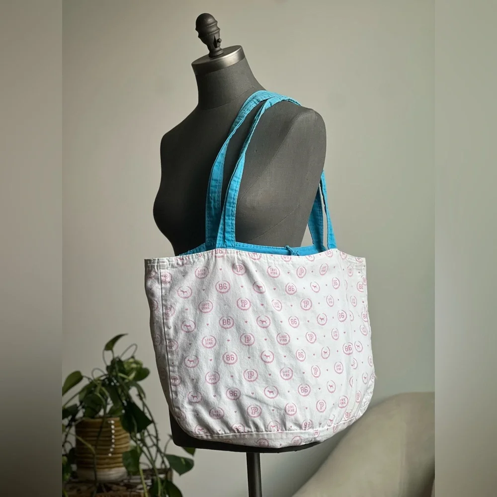 Teal PINK Victoria's Secret Reversible Tote
